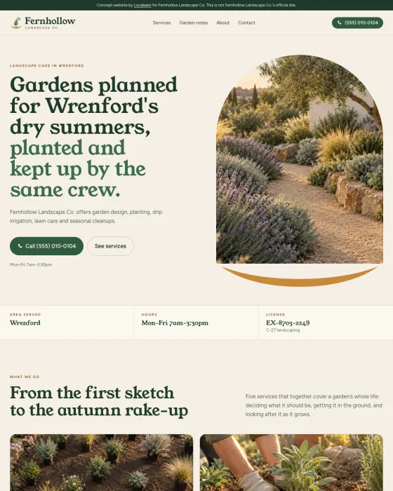 Sample site for a fictional landscaping business