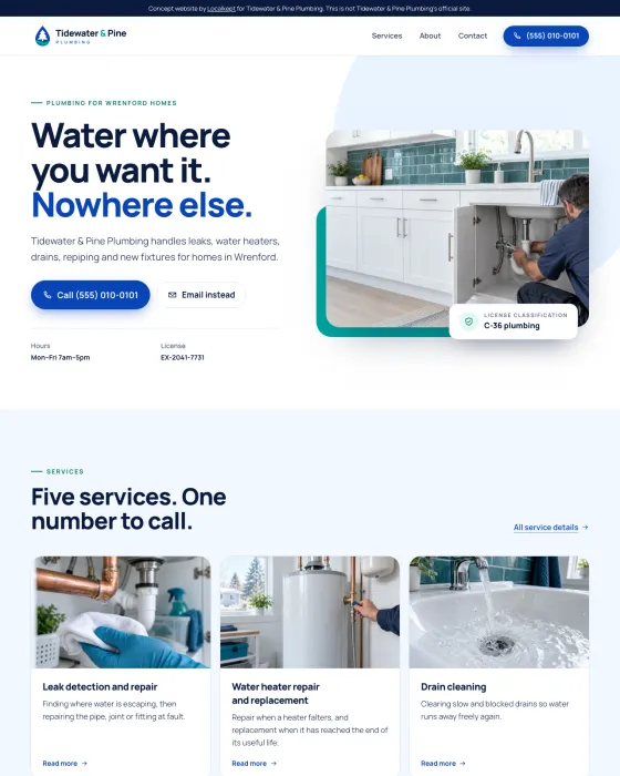 Sample site for a fictional plumbing business